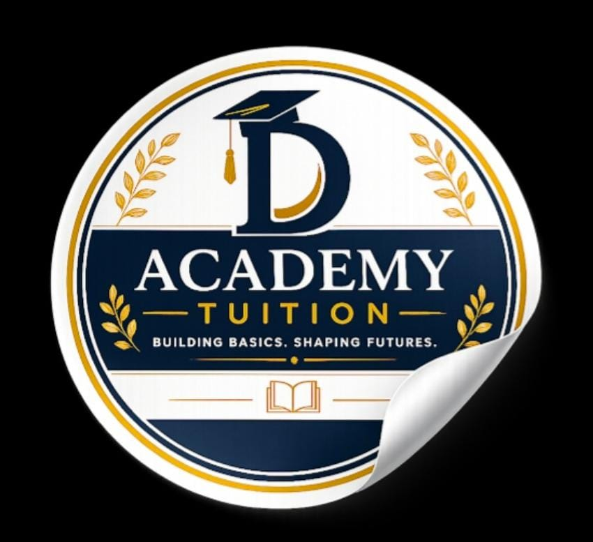 The D Academy Tuition emblem — building basics, shaping futures